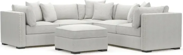 Abington Foam Comfort 3-Piece Sectional and Ottoman  - Bloke Snow