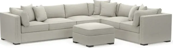 Abington Foam Comfort 4-Piece Sectional and Ottoman - Everton Grey