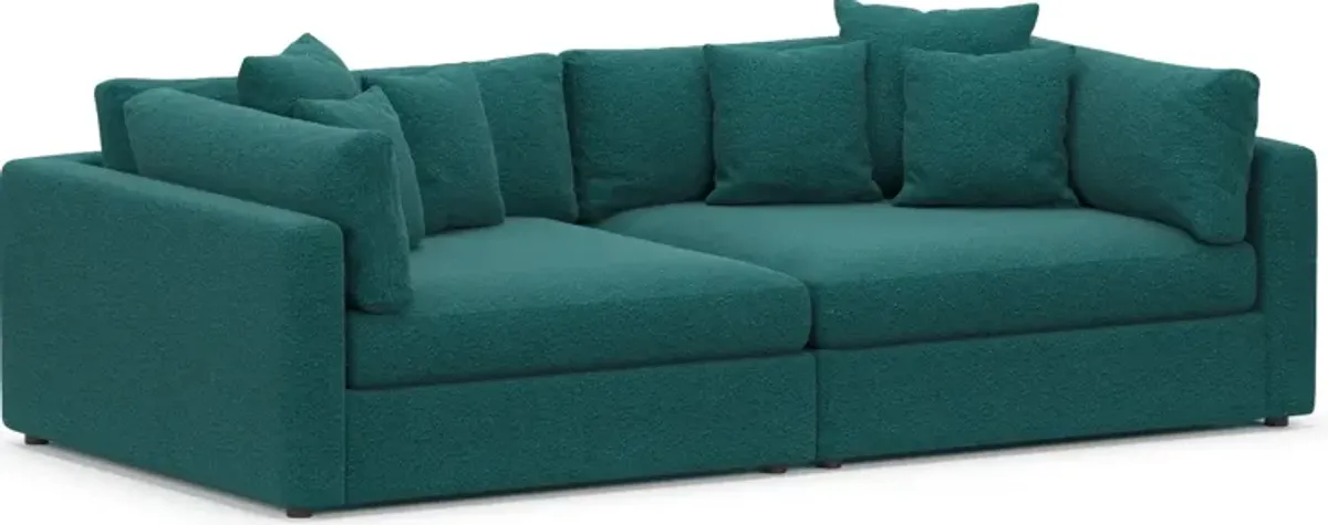 Haven Foam Comfort 2-Piece Media Sofa - Bloke Peacock