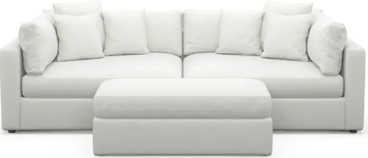 Haven Foam Comfort 2-Piece Media Sofa and Ottoman - Contessa Vanilla