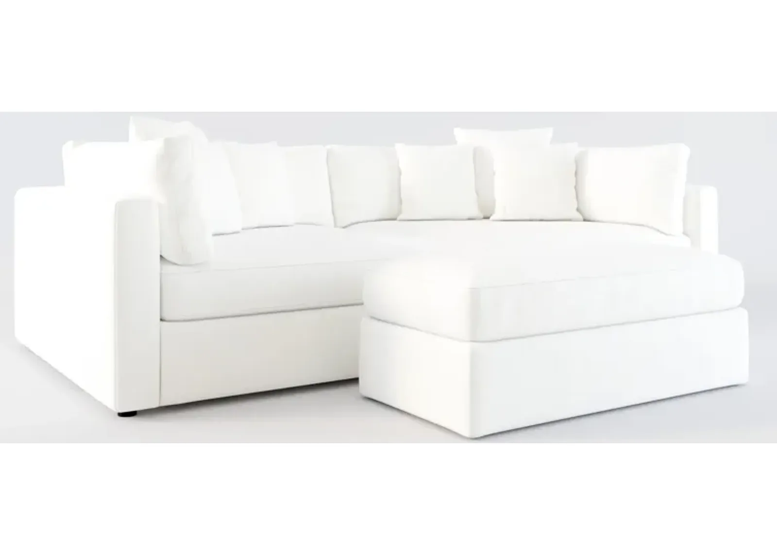 Haven Foam Comfort 2-Piece Media Sofa and Ottoman - Contessa Vanilla