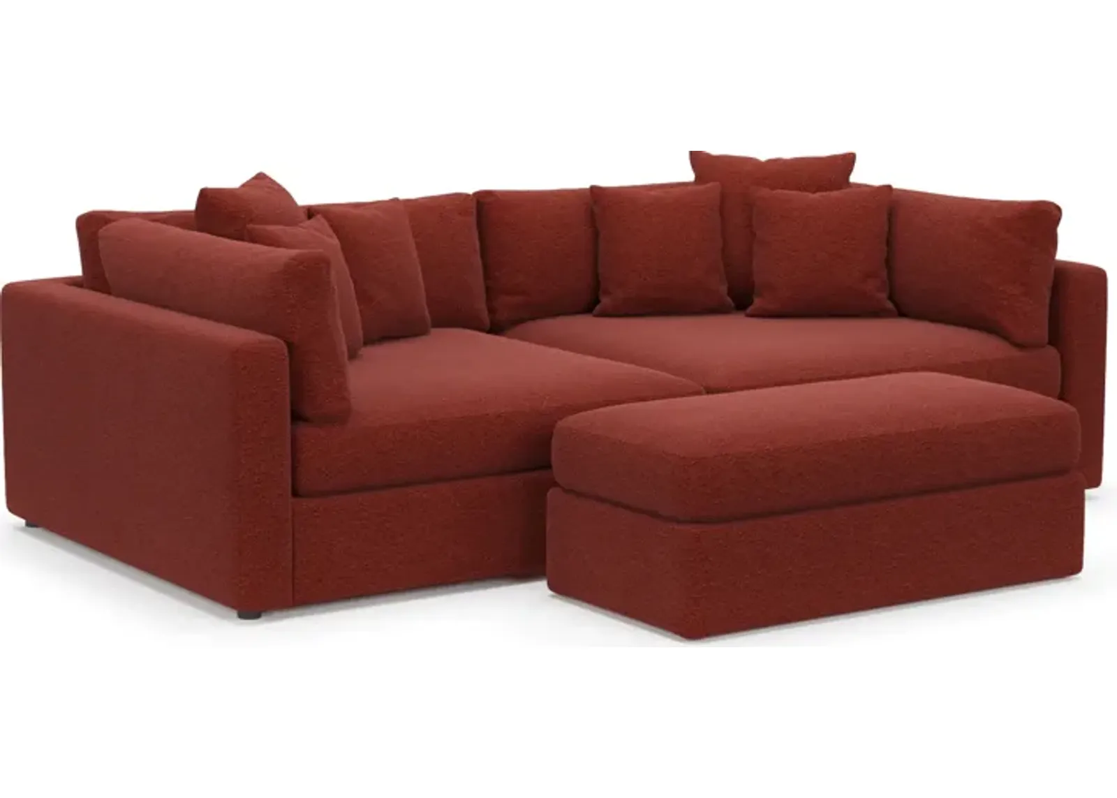 Haven Foam Comfort 2-Piece Media Sofa and Ottoman - Bloke Brick