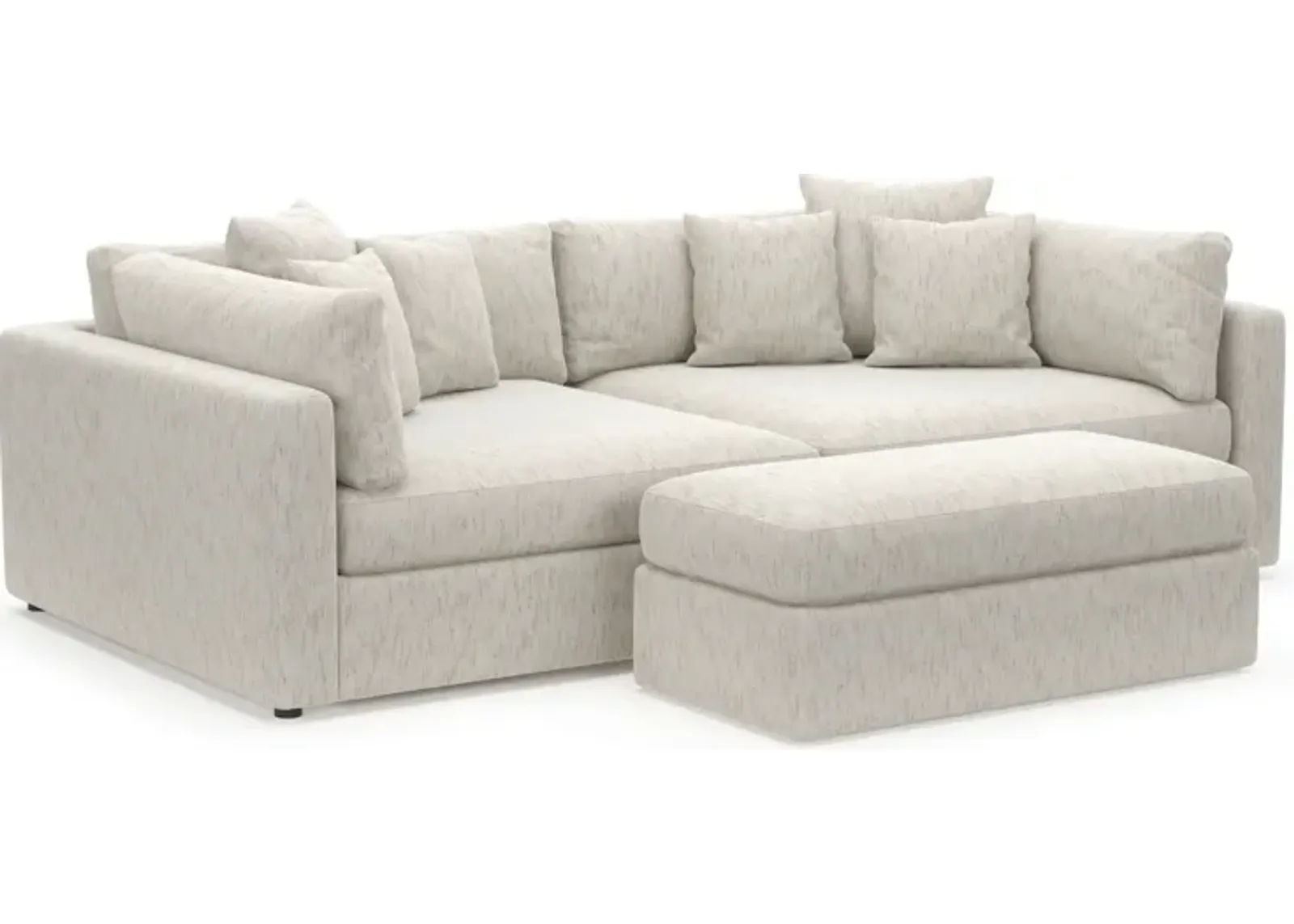 Haven Foam Comfort 2-Piece Media Sofa and Ottoman - P.T. Cream