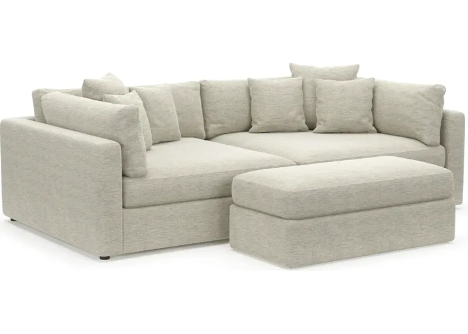 Haven 2-Piece Media Sofa and Ottoman - Merino Chalk