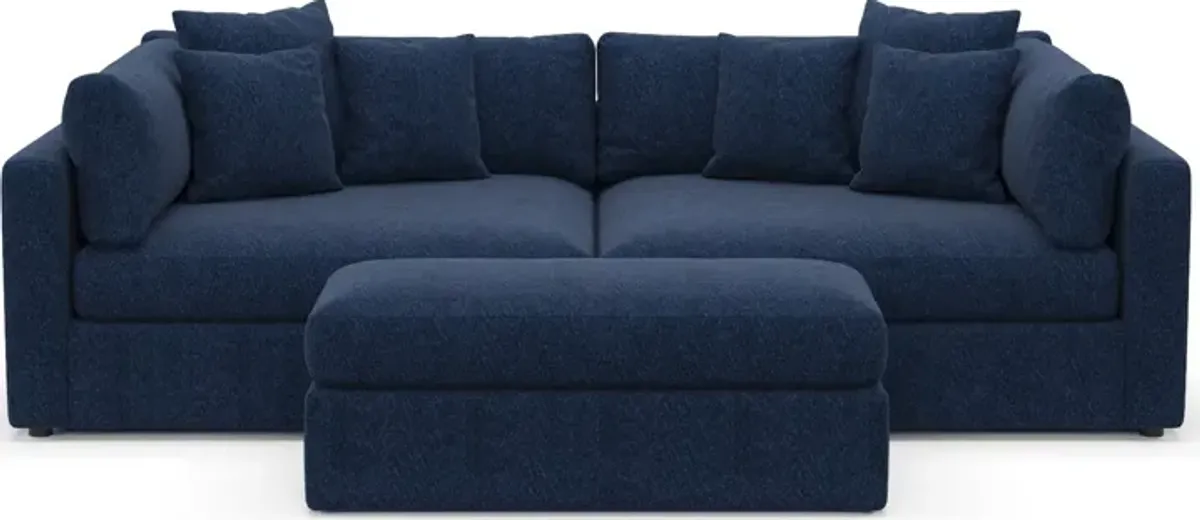 Haven 2-Piece Media Sofa and Ottoman - Oslo Navy