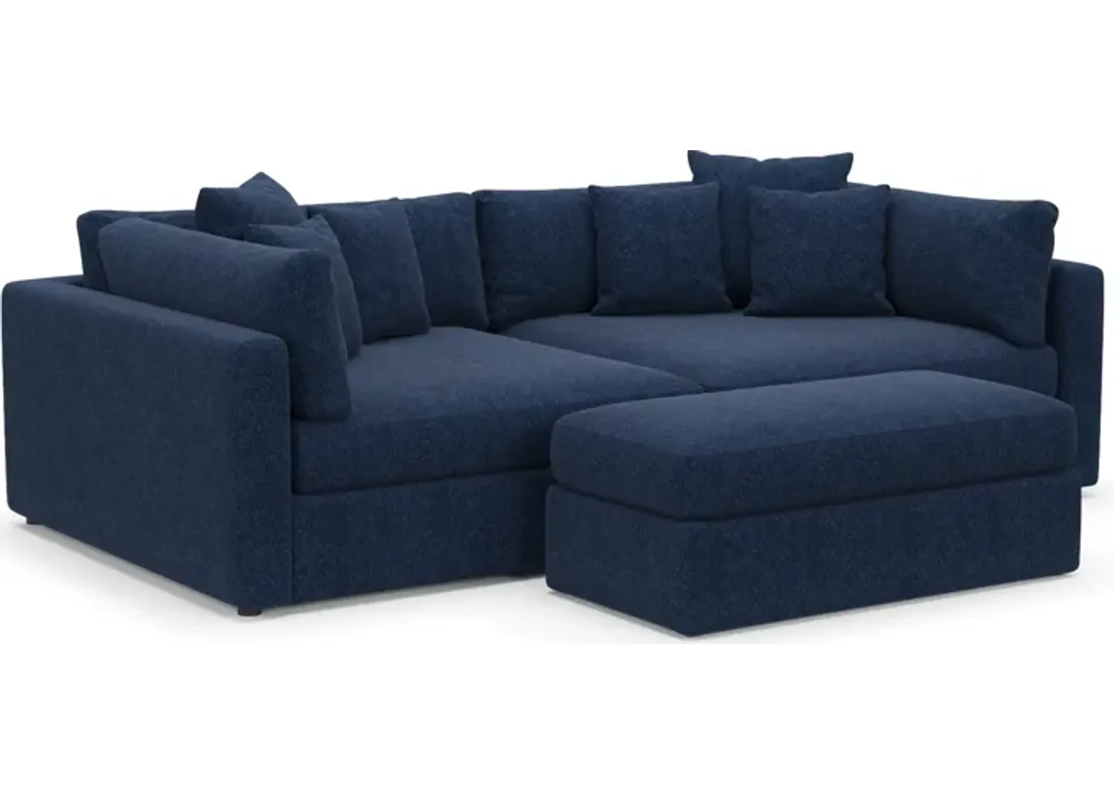 Haven 2-Piece Media Sofa and Ottoman - Oslo Navy