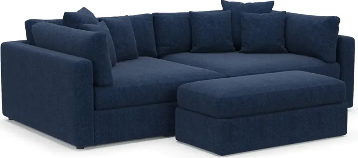 Haven 2-Piece Media Sofa and Ottoman - Oslo Navy