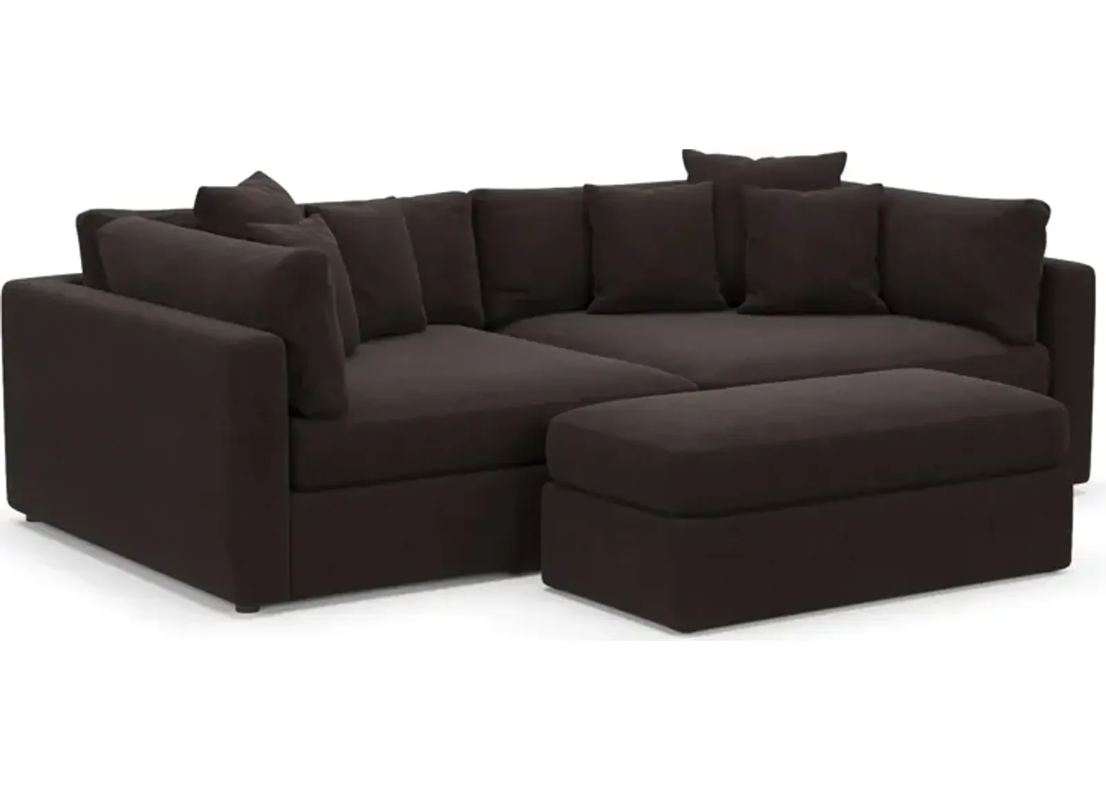 Haven Foam Comfort 2-Piece Media Sofa and Ottoman - Merrimac Dark Brown