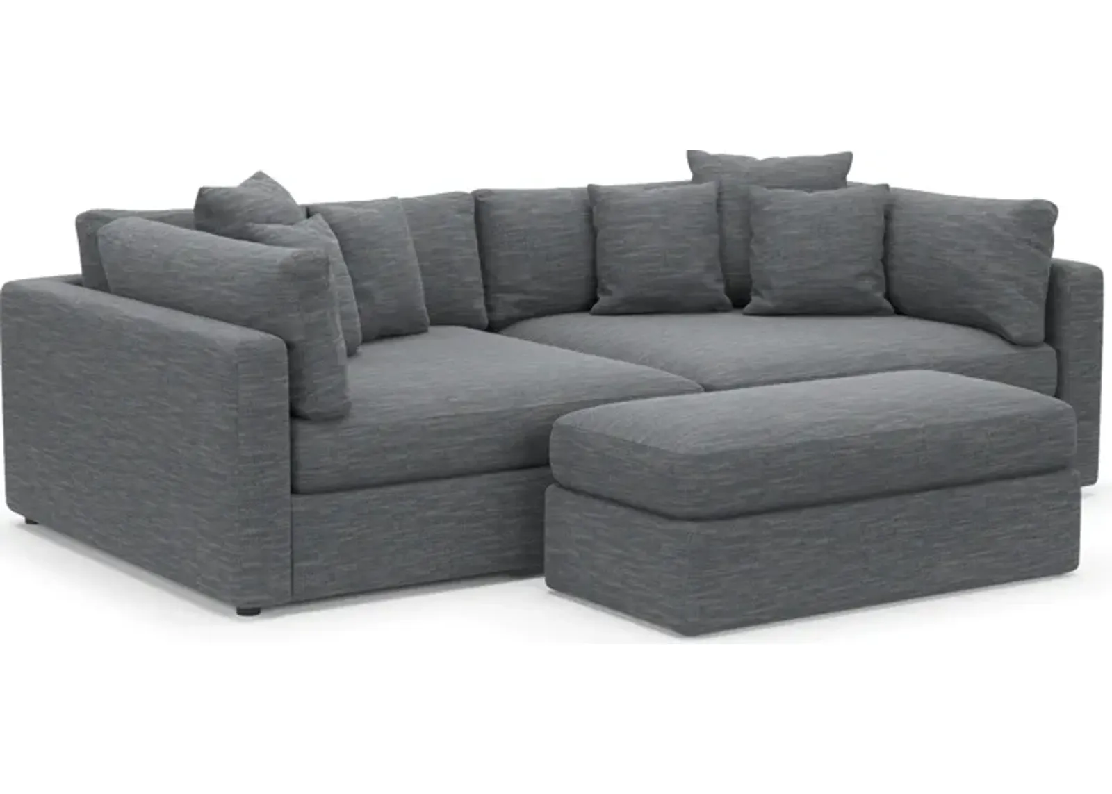 Haven Foam Comfort 2-Piece Sofa and Ottoman - Dudley Indigo