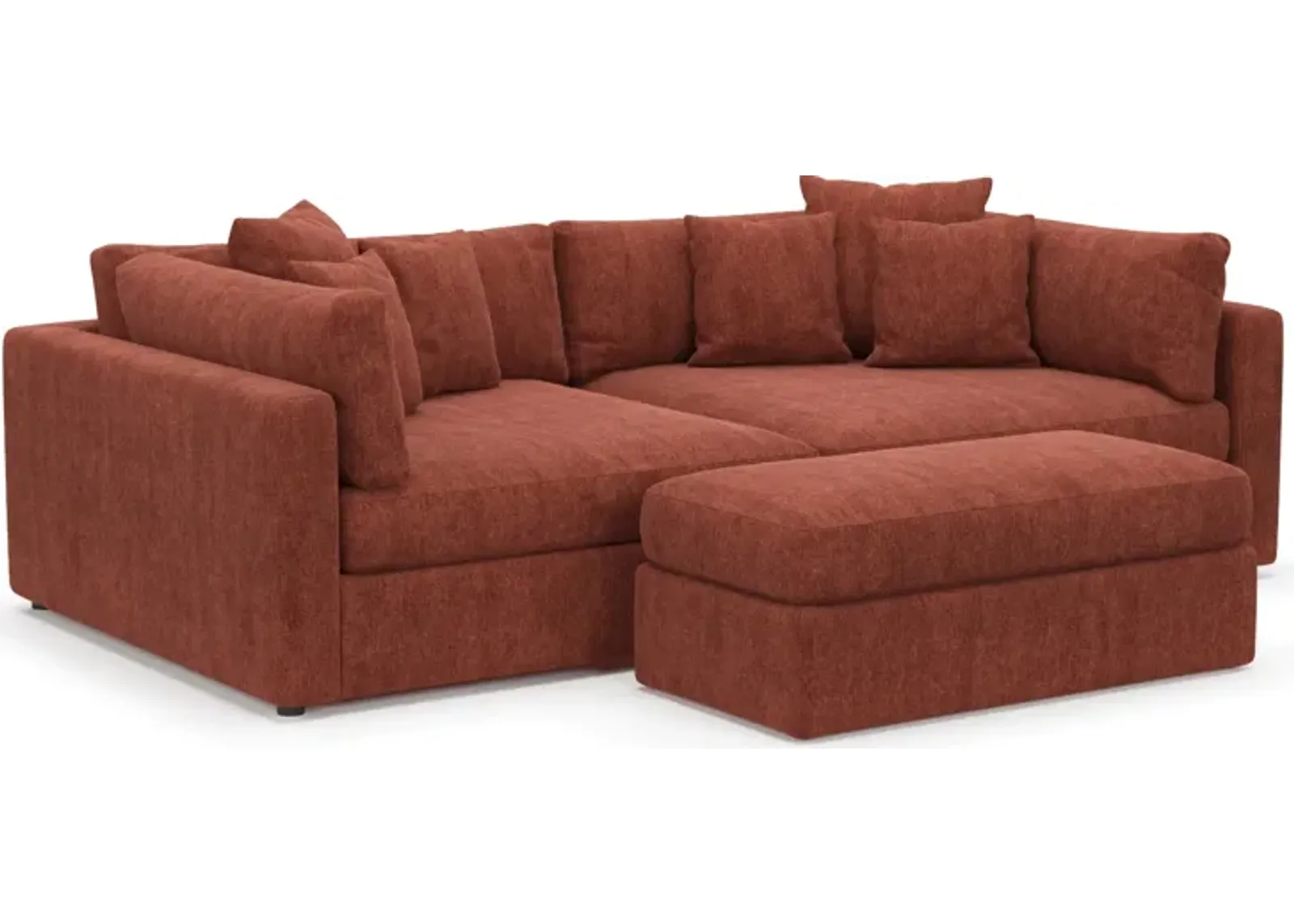 Haven Foam Comfort 2-Piece Sofa and Ottoman - Contessa Paprika