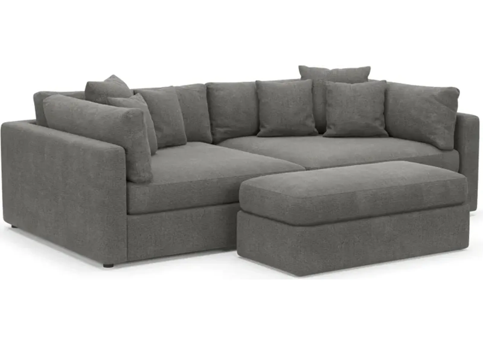 Haven Foam Comfort 2-Piece Sofa and Ottoman - Living Large Charcoal