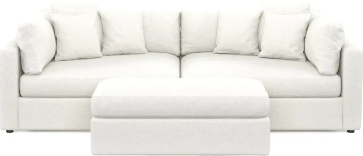 Haven Foam Comfort 2-Piece Sofa and Ottoman - Bloke Snow