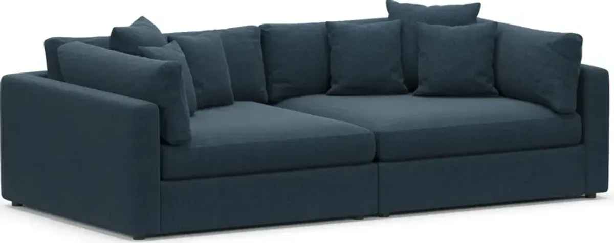 Haven Foam Comfort Eco Performance Fabric 2-Piece Media Sofa - Broderick Indigo