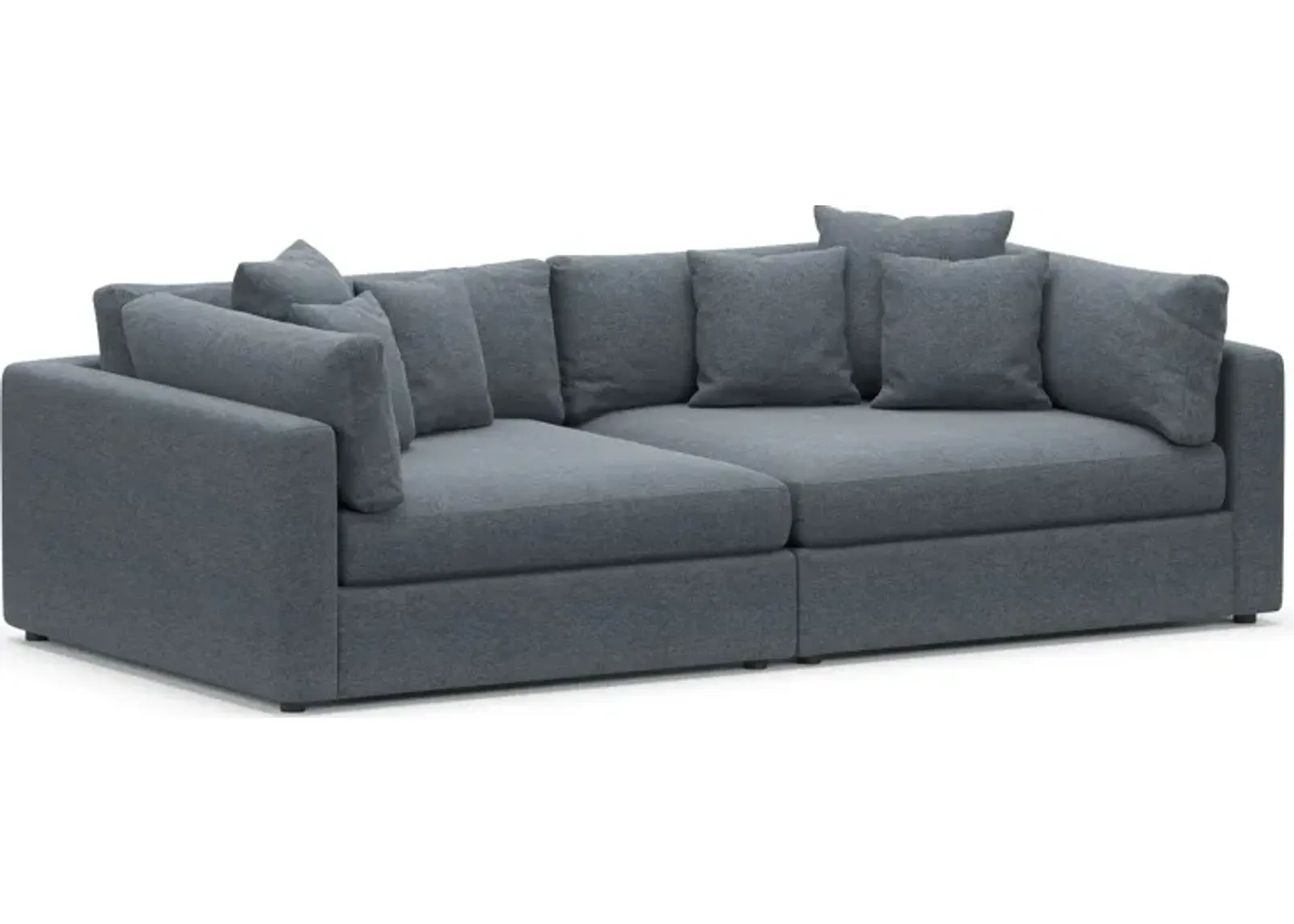 Haven Foam Comfort Eco Performance Fabric 2-Piece Media Sofa - Bridger Navy