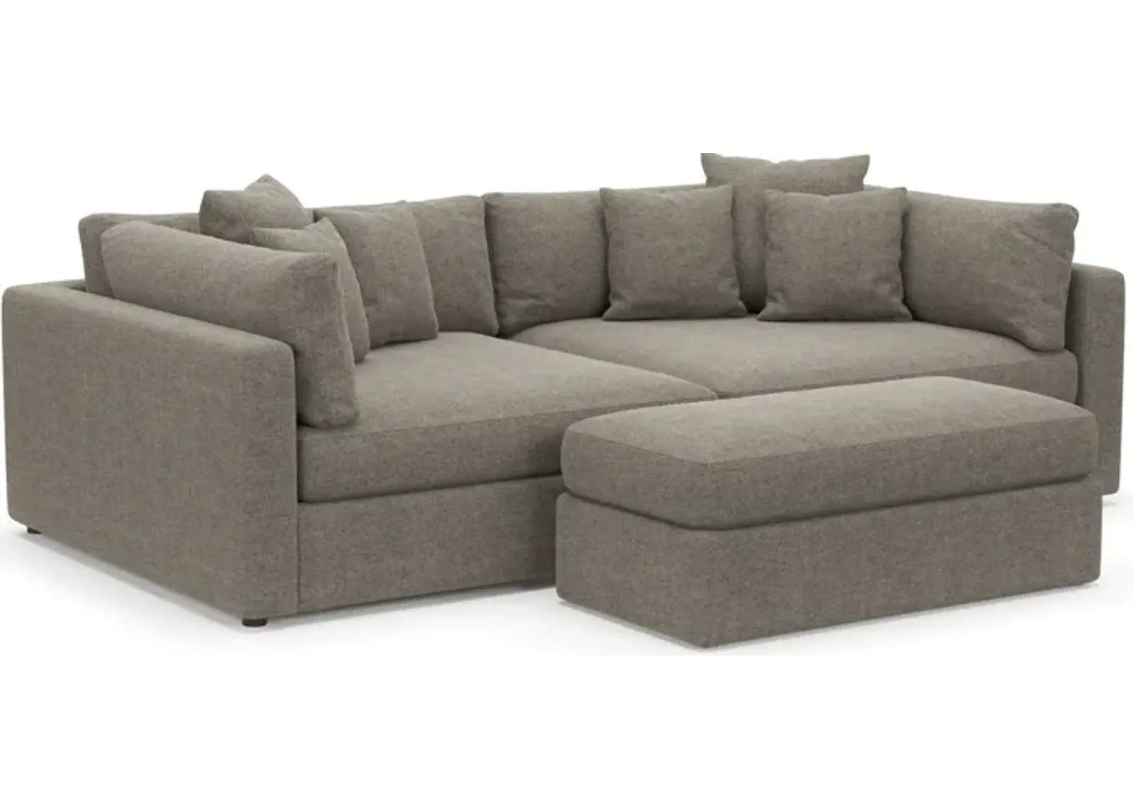 Haven Foam Comfort Eco Performance Fabric 2-Piece Media Sofa and Ottoman - Bridger Metal