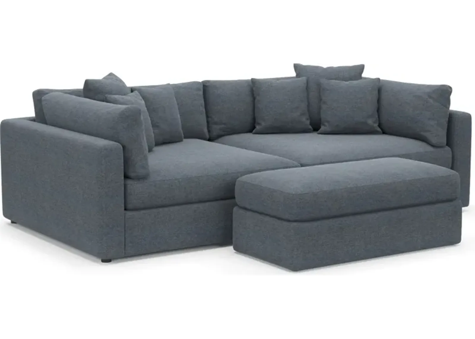 Haven Foam Comfort Eco Performance Fabric 2-Piece Media Sofa and Ottoman - Bridger Navy