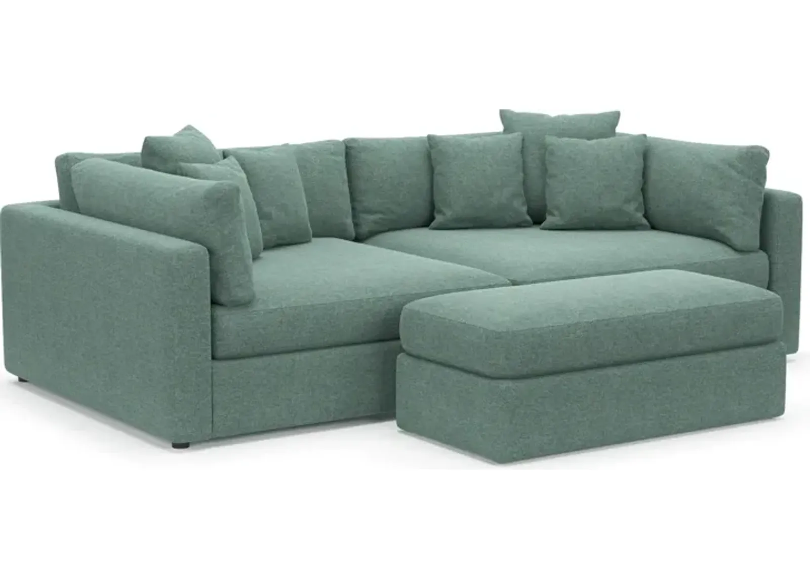 Haven Foam Comfort Eco Performance Fabric 2-Piece Media Sofa and Ottoman - Bridger Jade