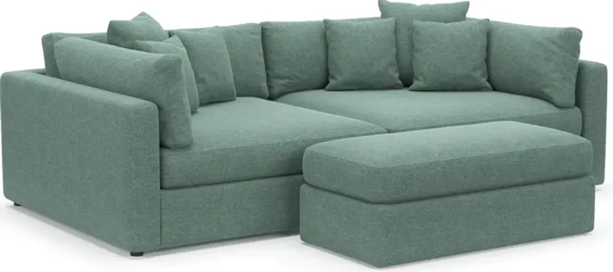 Haven Foam Comfort Eco Performance Fabric 2-Piece Media Sofa and Ottoman - Bridger Jade