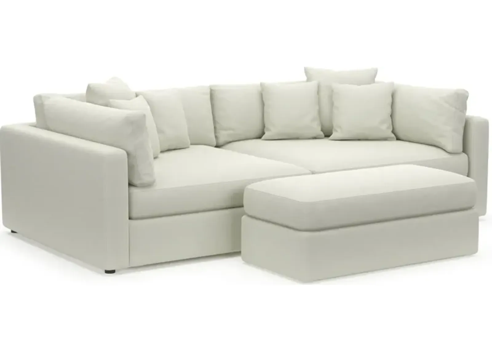 Haven Foam Comfort Eco Performance Fabric 2-Piece Media Sofa and Ottoman - Liv Arctic