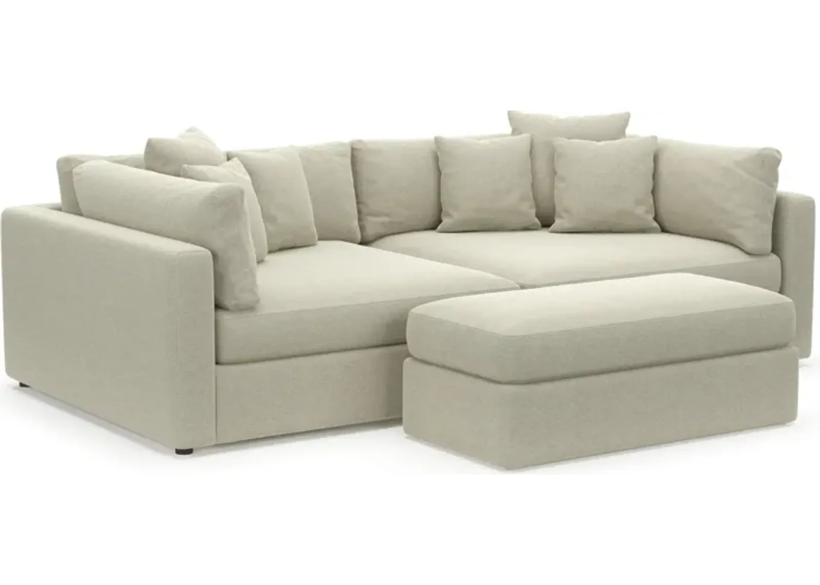 Haven Foam Comfort Eco Performance Fabric 2-Piece Media Sofa and Ottoman - Liv Dove