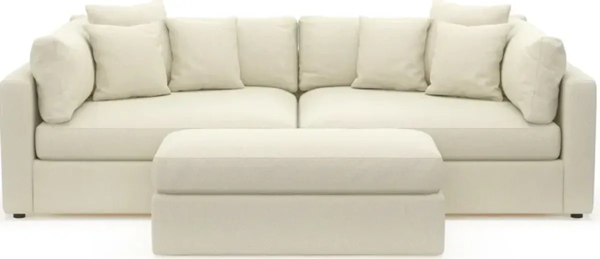 Haven Foam Comfort Eco Performance Fabric 2-Piece Media Sofa and Ottoman - Fincher Ivory