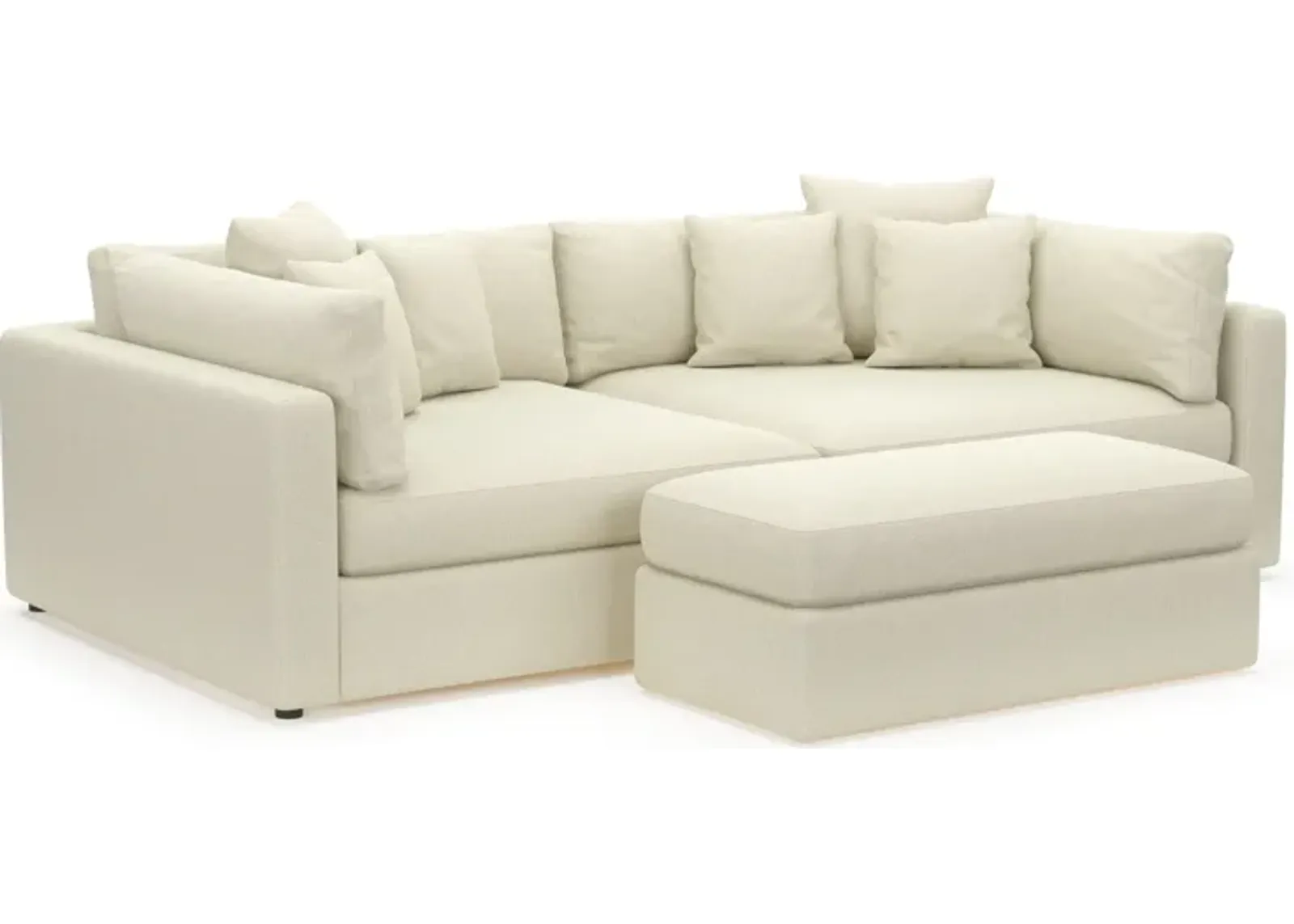 Haven Foam Comfort Eco Performance Fabric 2-Piece Media Sofa and Ottoman - Fincher Ivory