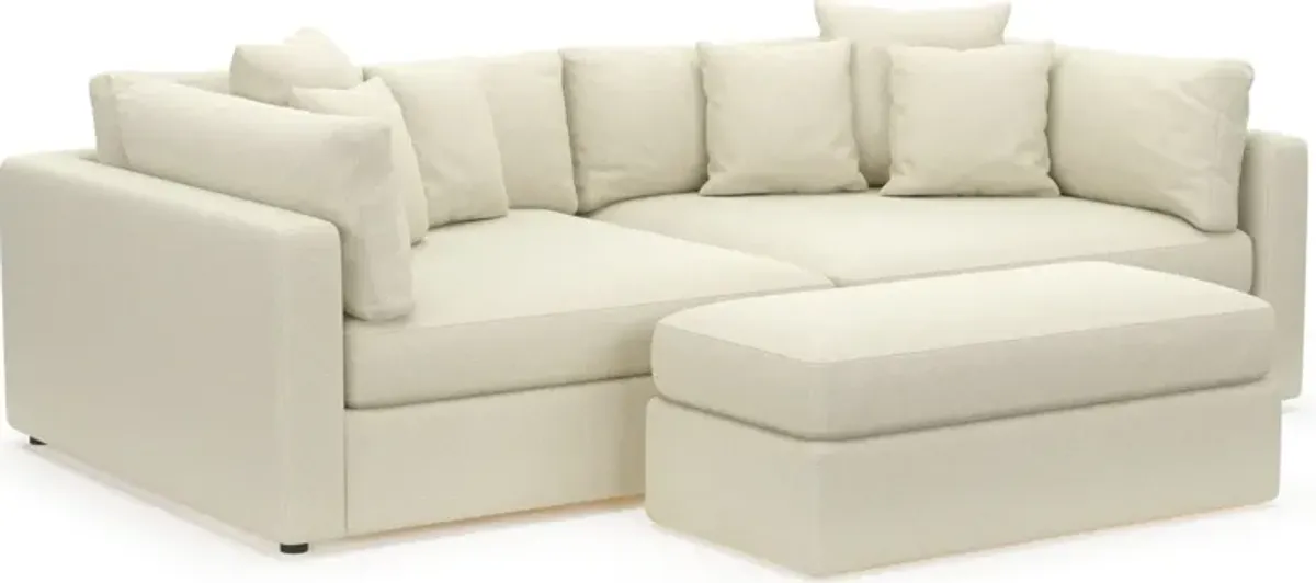 Haven Foam Comfort Eco Performance Fabric 2-Piece Media Sofa and Ottoman - Fincher Ivory