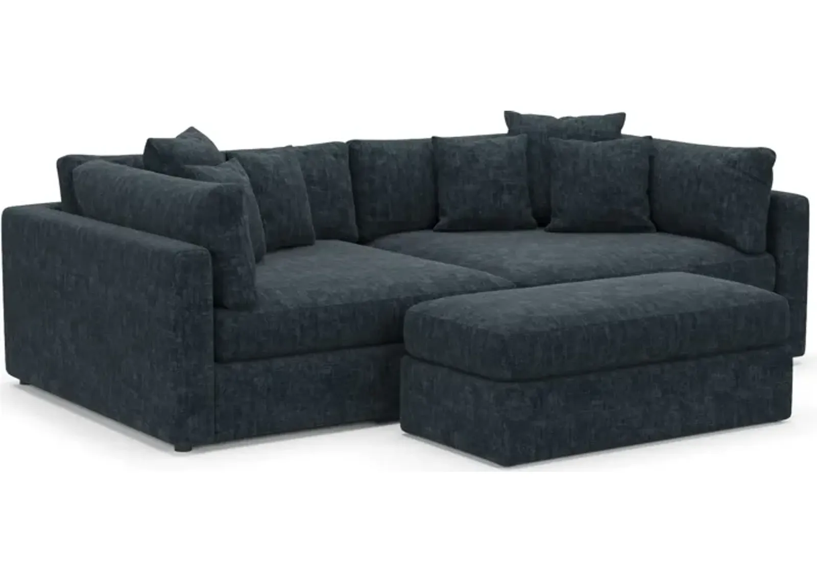 Haven Foam Comfort Eco Performance Fabric 2-Piece Media Sofa and Ottoman - Argo Navy