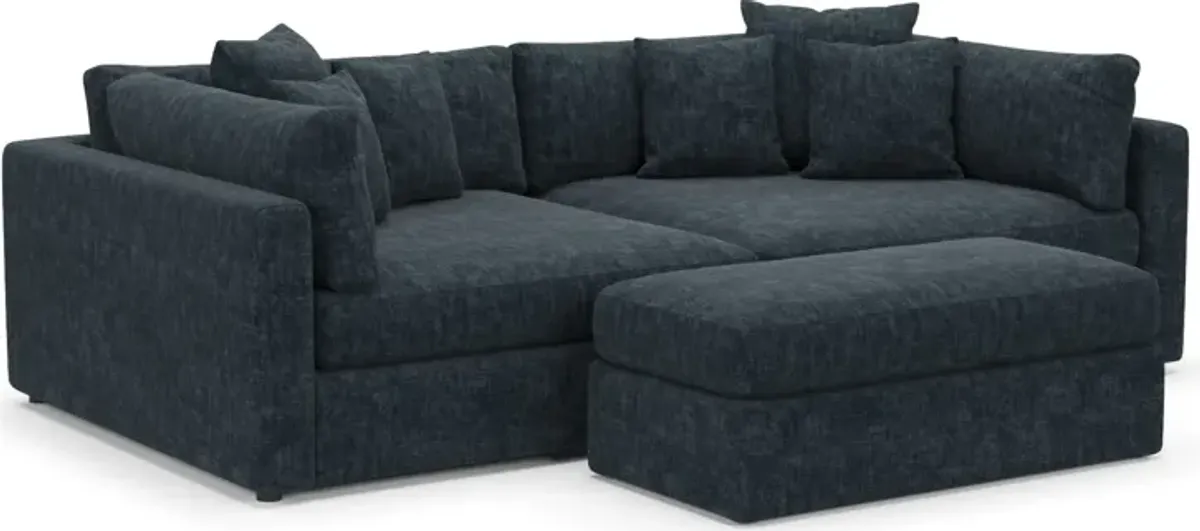 Haven Foam Comfort Eco Performance Fabric 2-Piece Media Sofa and Ottoman - Argo Navy