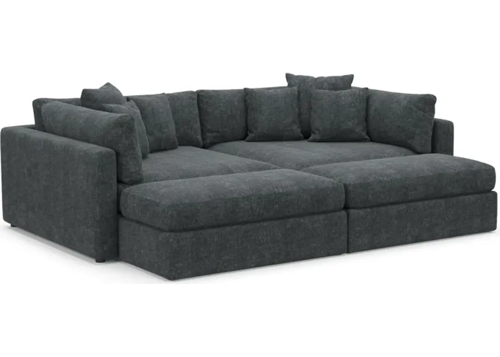 Haven Foam Comfort 2-Piece Sofa and 2 Ottomans - Contessa Shadow