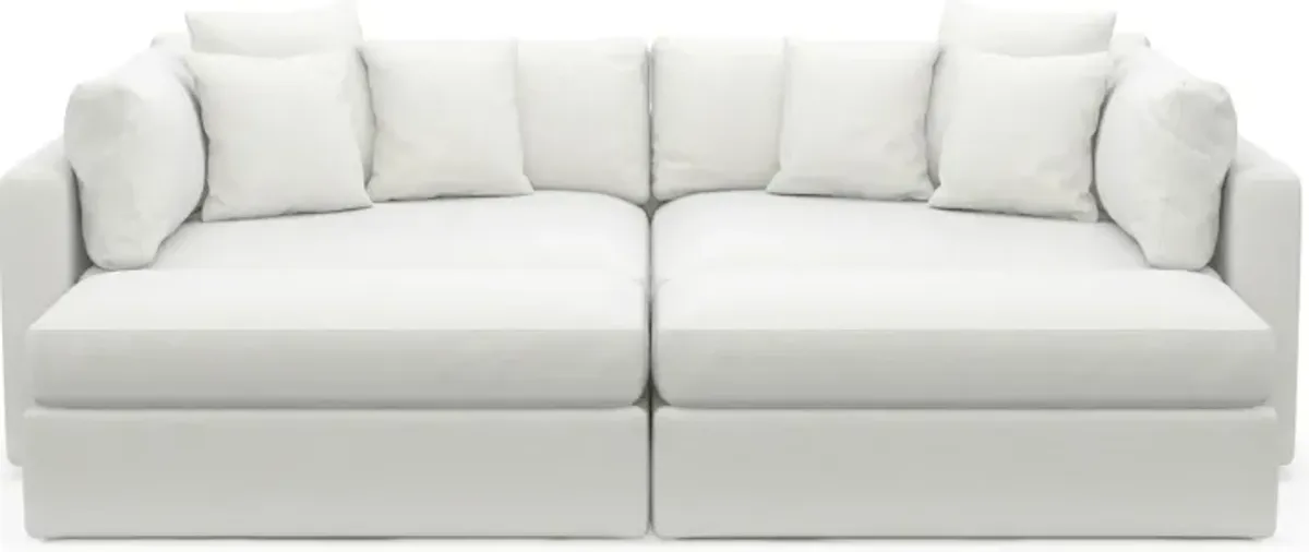 Haven Foam Comfort 2-Piece Media Sofa and 2 Ottomans - Contessa Vanilla