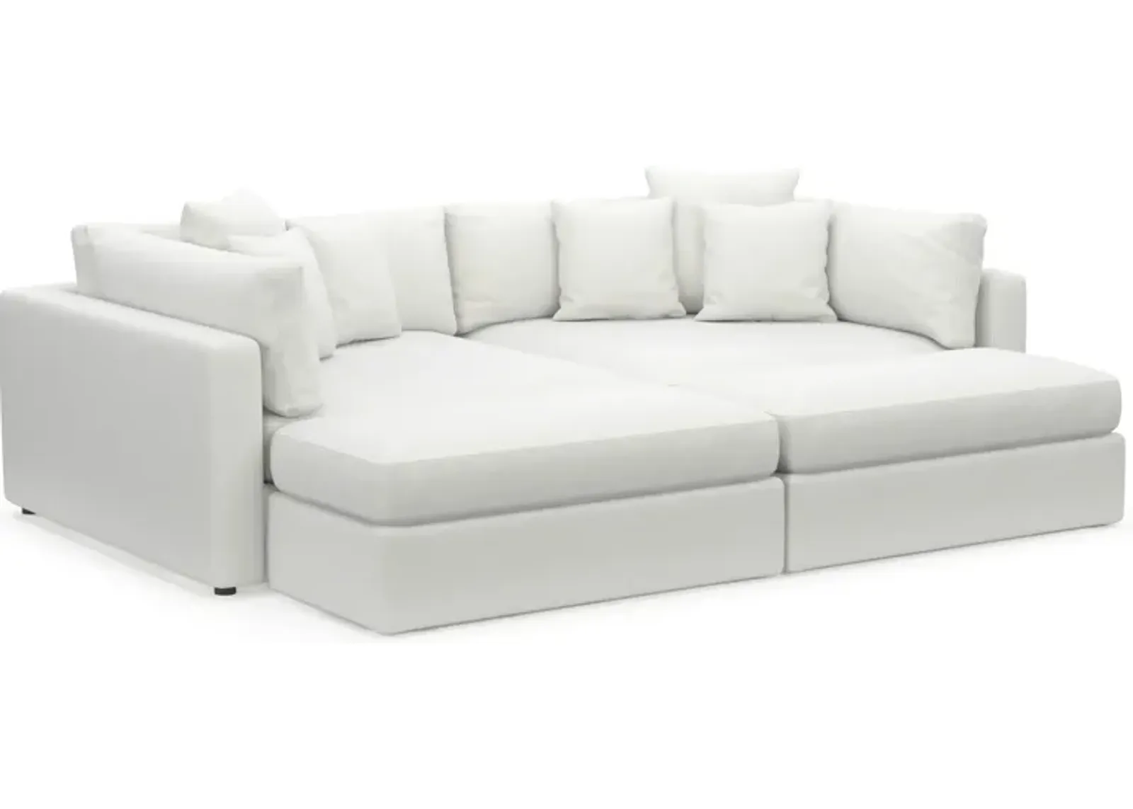 Haven Foam Comfort 2-Piece Media Sofa and 2 Ottomans - Contessa Vanilla