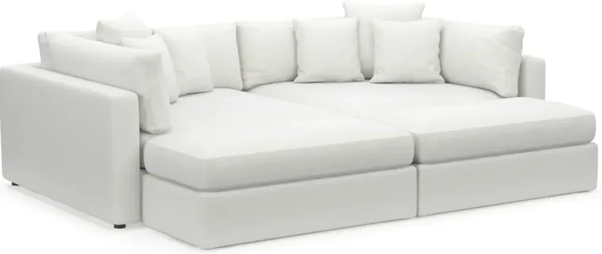 Haven Foam Comfort 2-Piece Media Sofa and 2 Ottomans - Contessa Vanilla