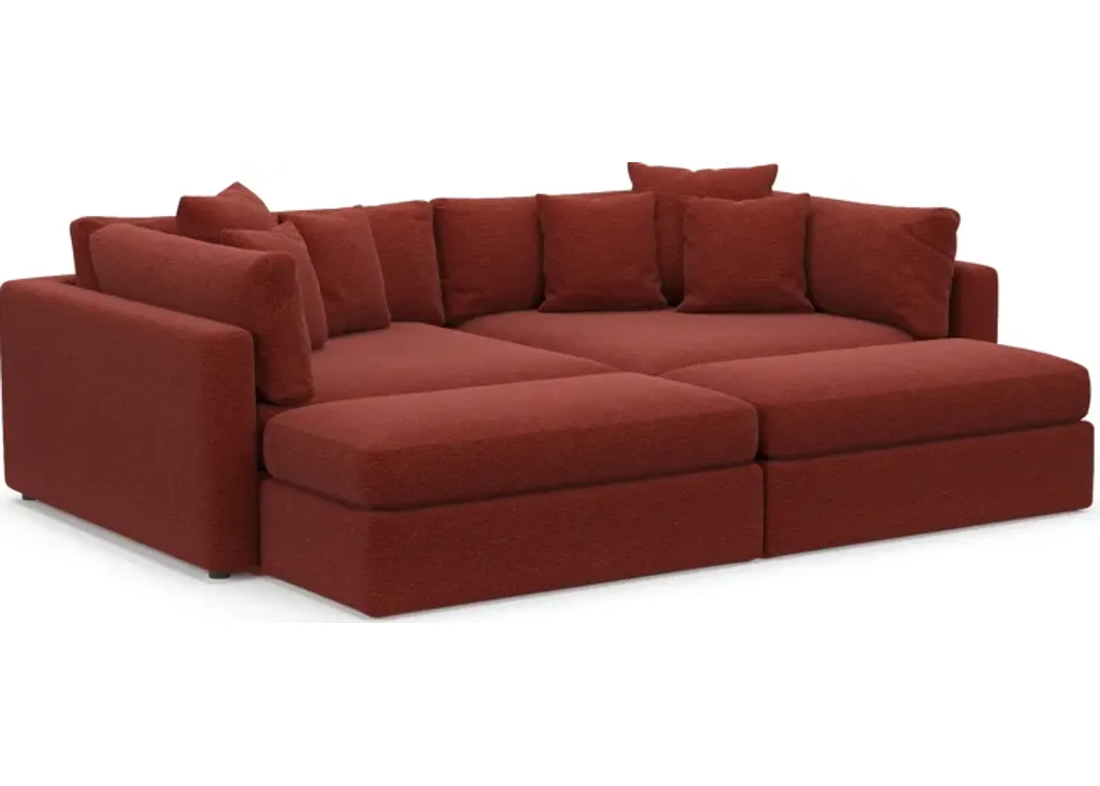 Haven Foam Comfort 2-Piece Media Sofa and 2 Ottomans - Bloke Brick