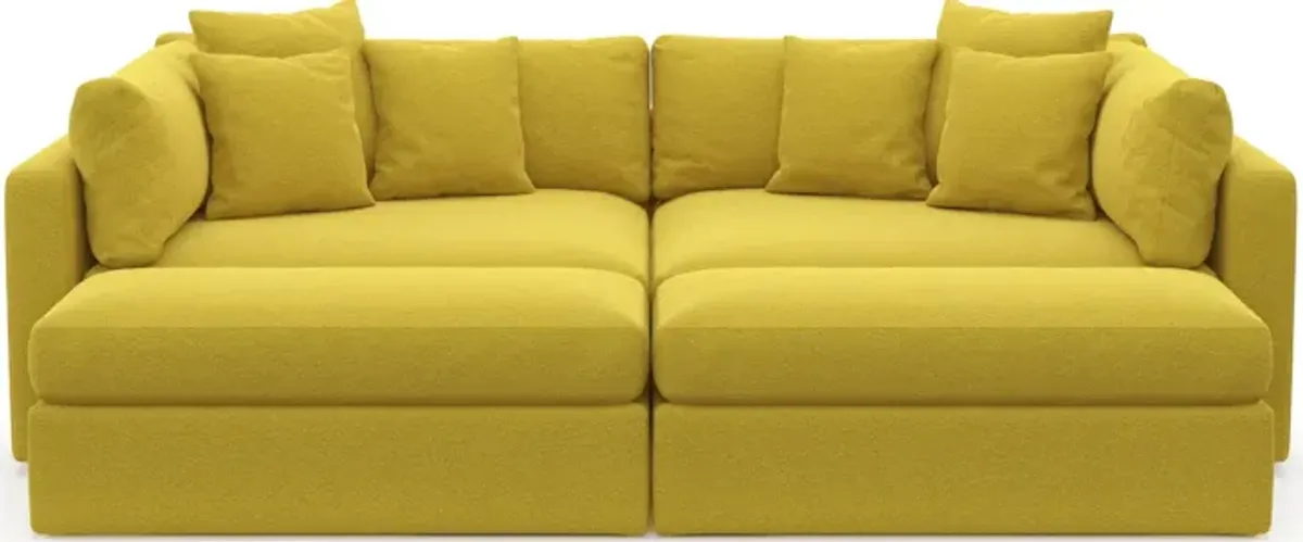 Haven Foam Comfort 2-Piece Media Sofa and 2 Ottomans - Bloke Goldenrod