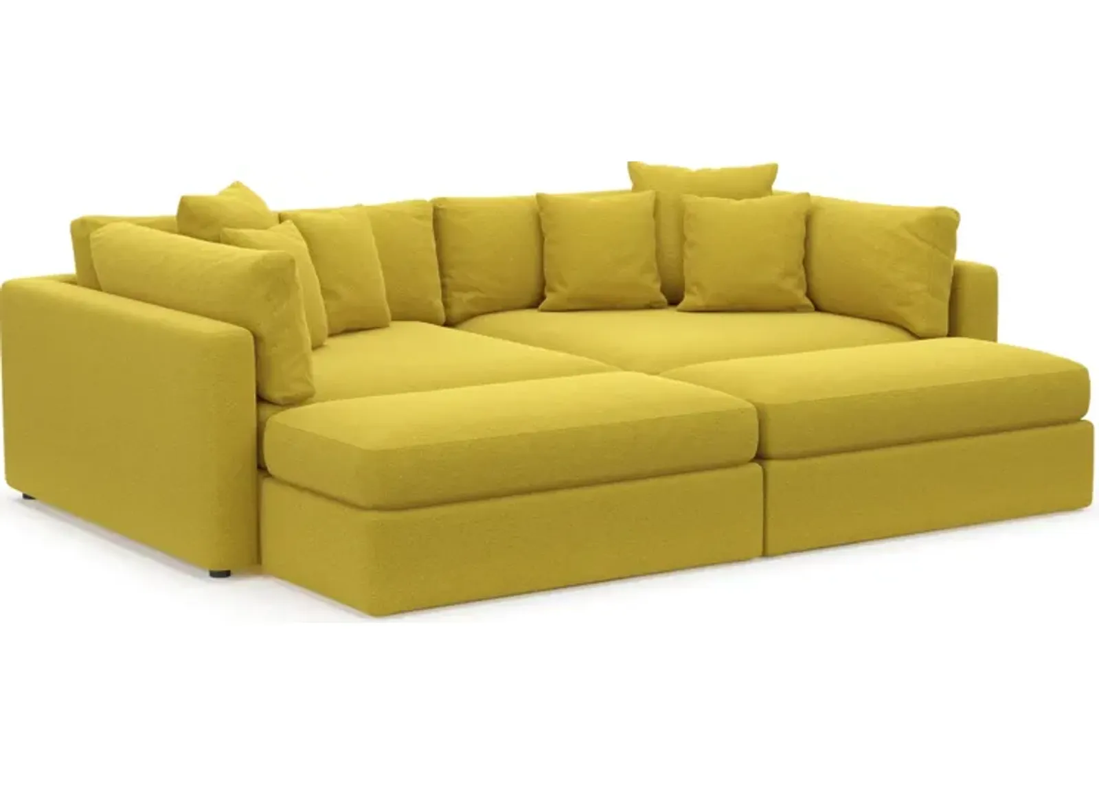 Haven Foam Comfort 2-Piece Media Sofa and 2 Ottomans - Bloke Goldenrod