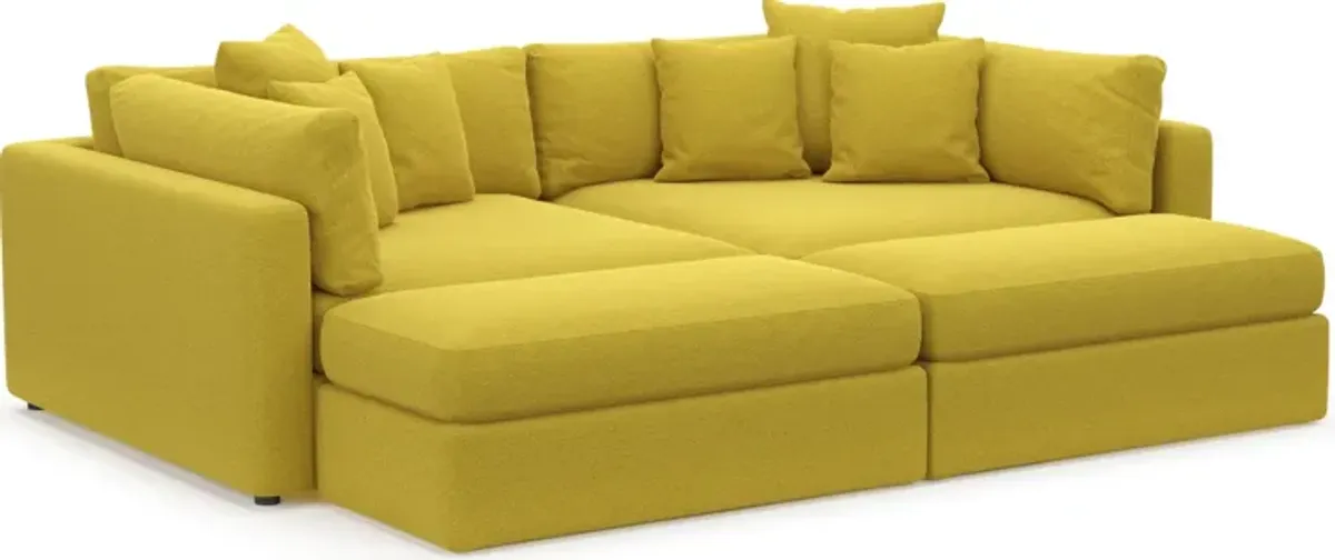 Haven Foam Comfort 2-Piece Media Sofa and 2 Ottomans - Bloke Goldenrod