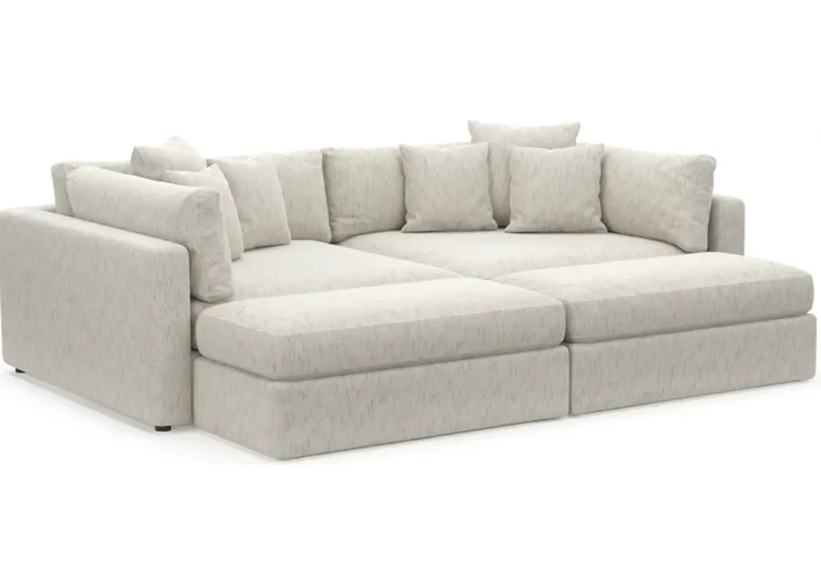 Haven Foam Comfort 2-Piece Media Sofa and 2 Ottomans - P.T. Cream