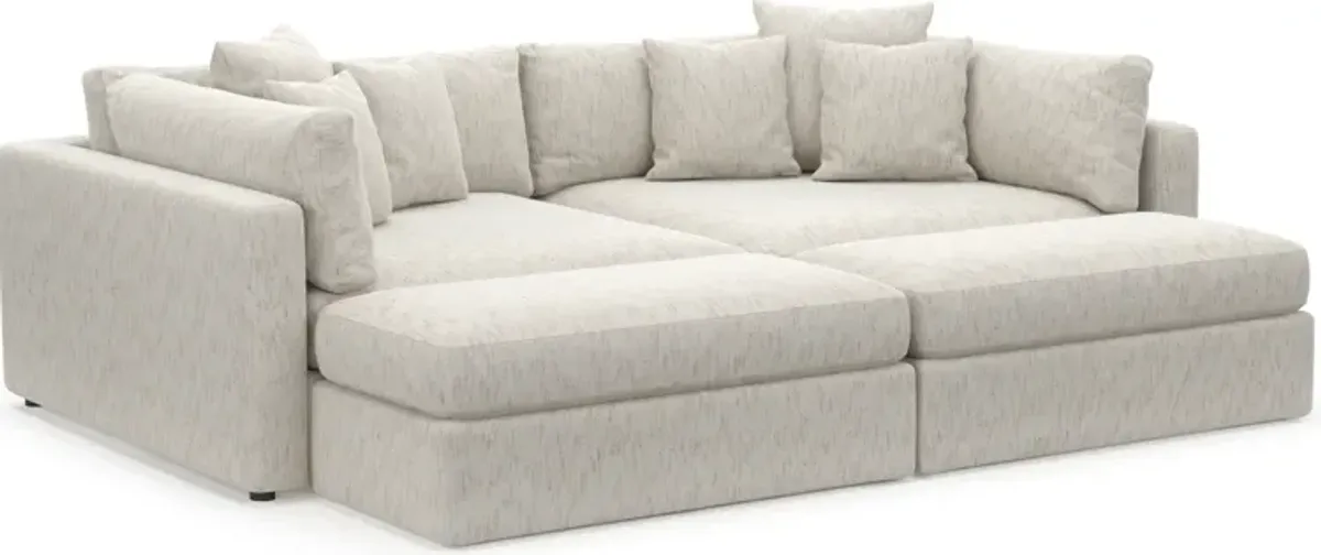 Haven Foam Comfort 2-Piece Media Sofa and 2 Ottomans - P.T. Cream