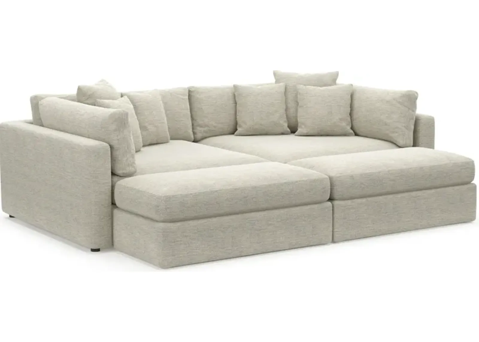 Haven 2-Piece Media Sofa and 2 Ottomans - Merino Chalk