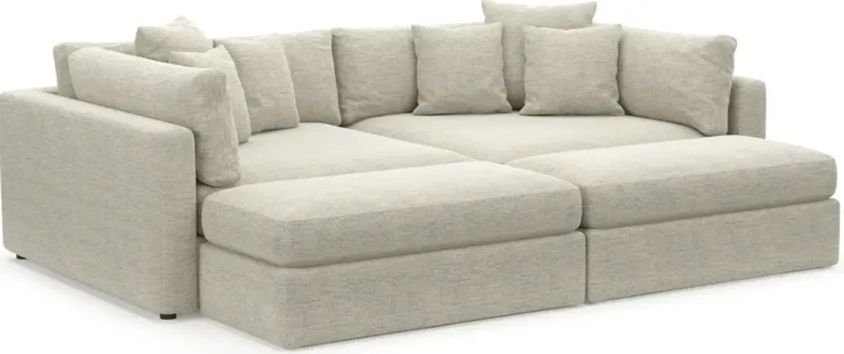 Haven 2-Piece Media Sofa and 2 Ottomans - Merino Chalk