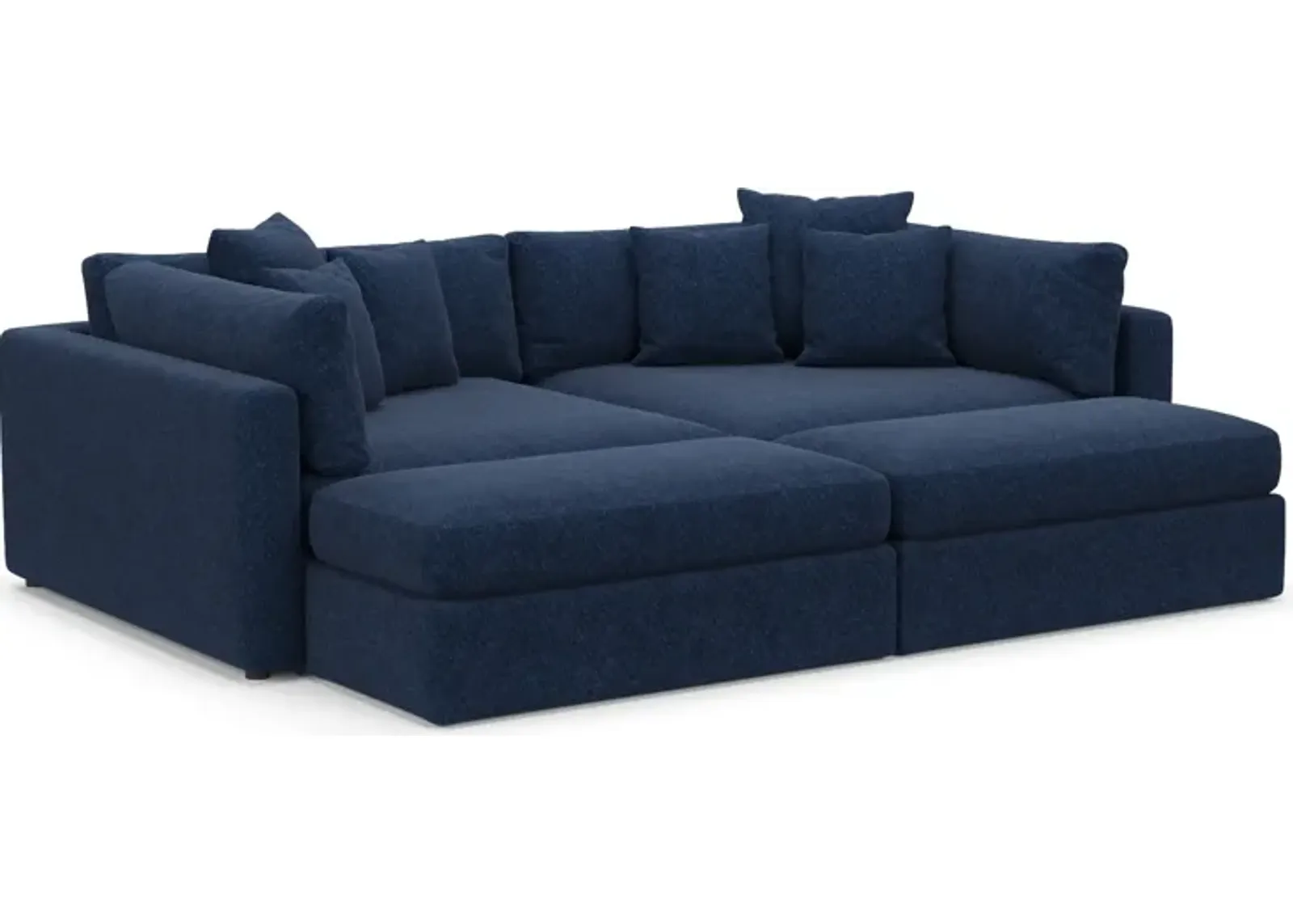 Haven 2-Piece Media Sofa and 2 Ottomans - Oslo Navy