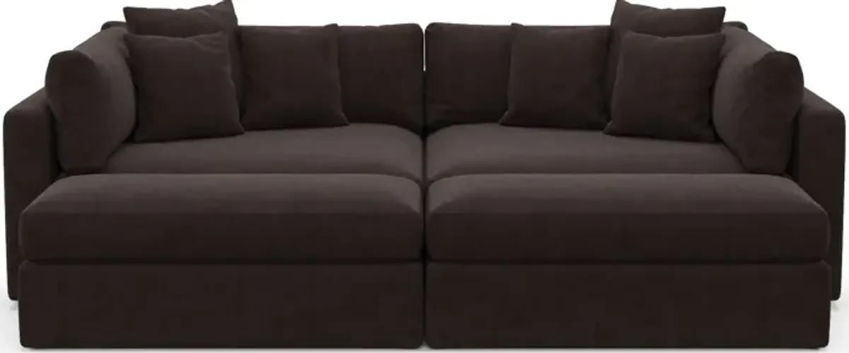 Haven Foam Comfort 2-Piece Media Sofa and 2 Ottomans - Merrimac Dark Brown