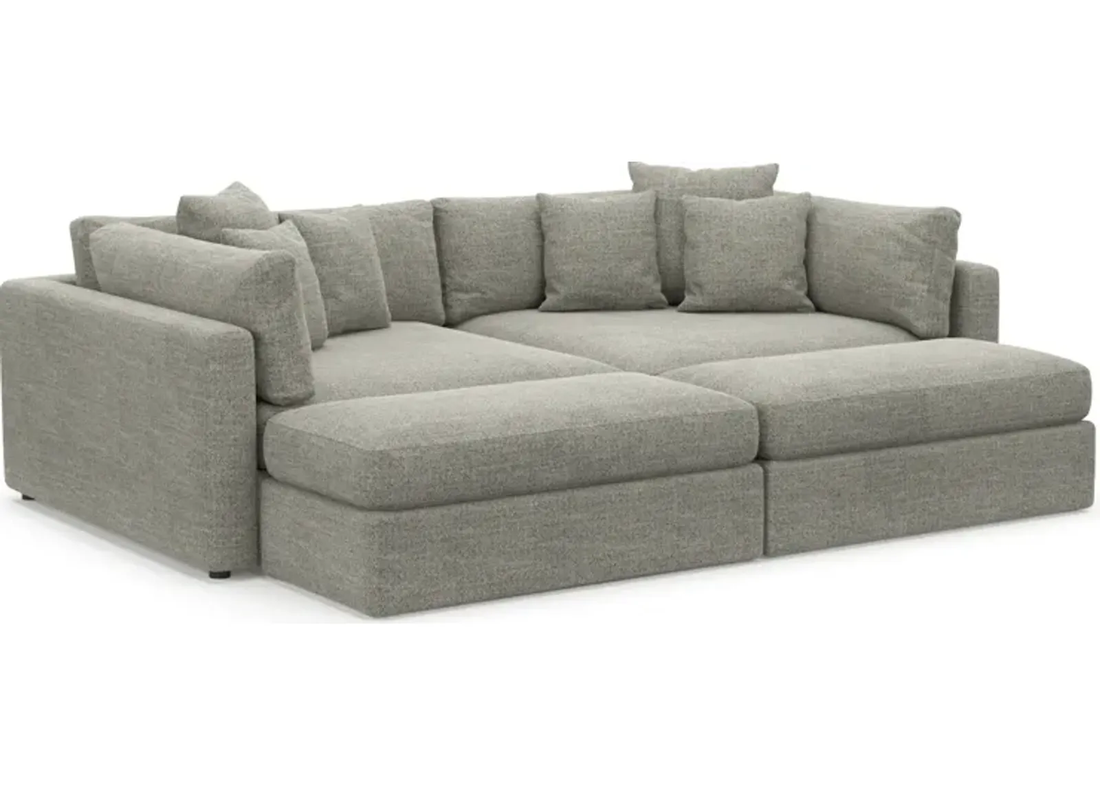 Haven 2-Piece Media Sofa and 2 Ottomans - Pandora Pepper