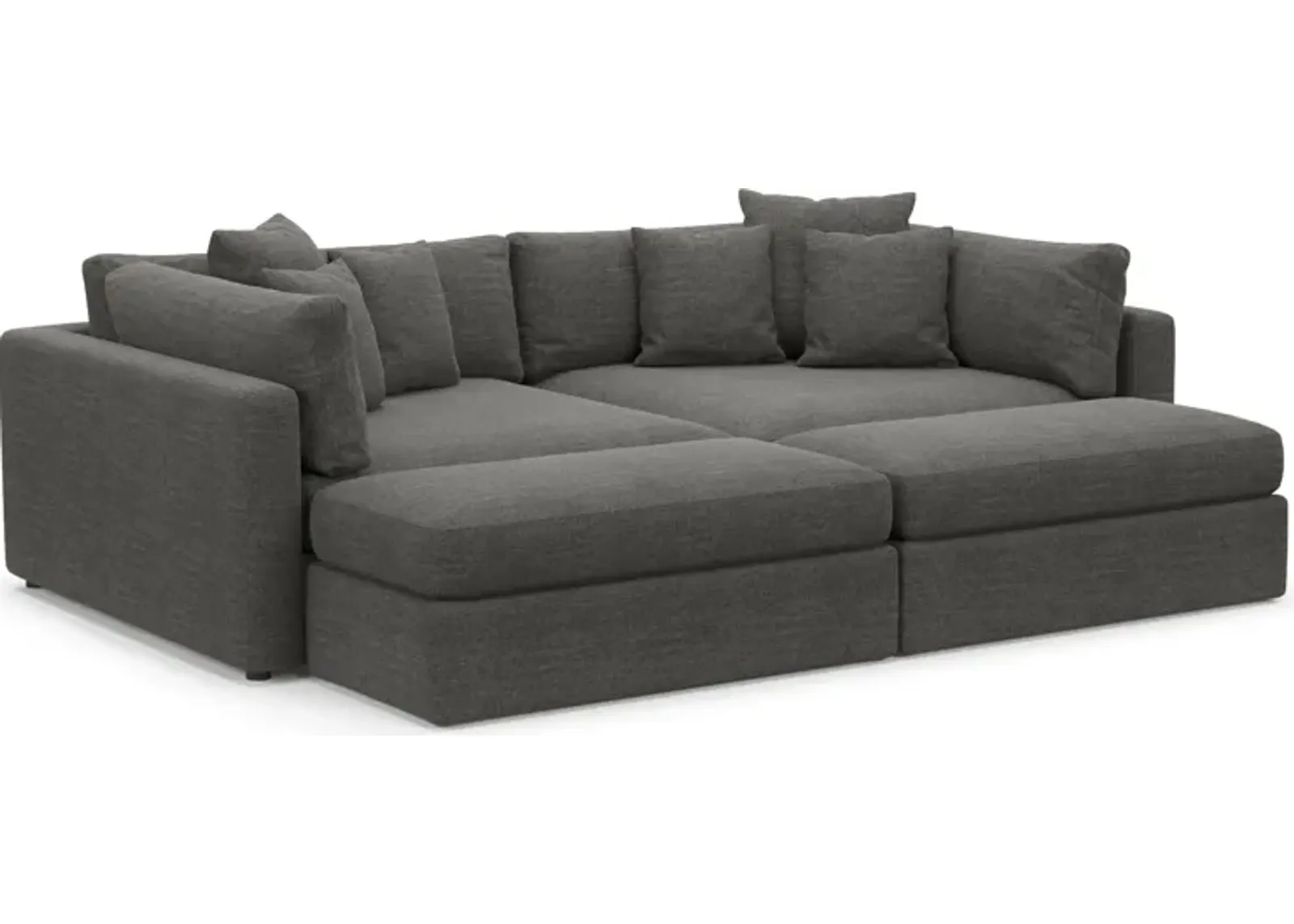 Haven Foam Comfort 2-Piece Sofa and 2 Ottomans - Curious Charcoal