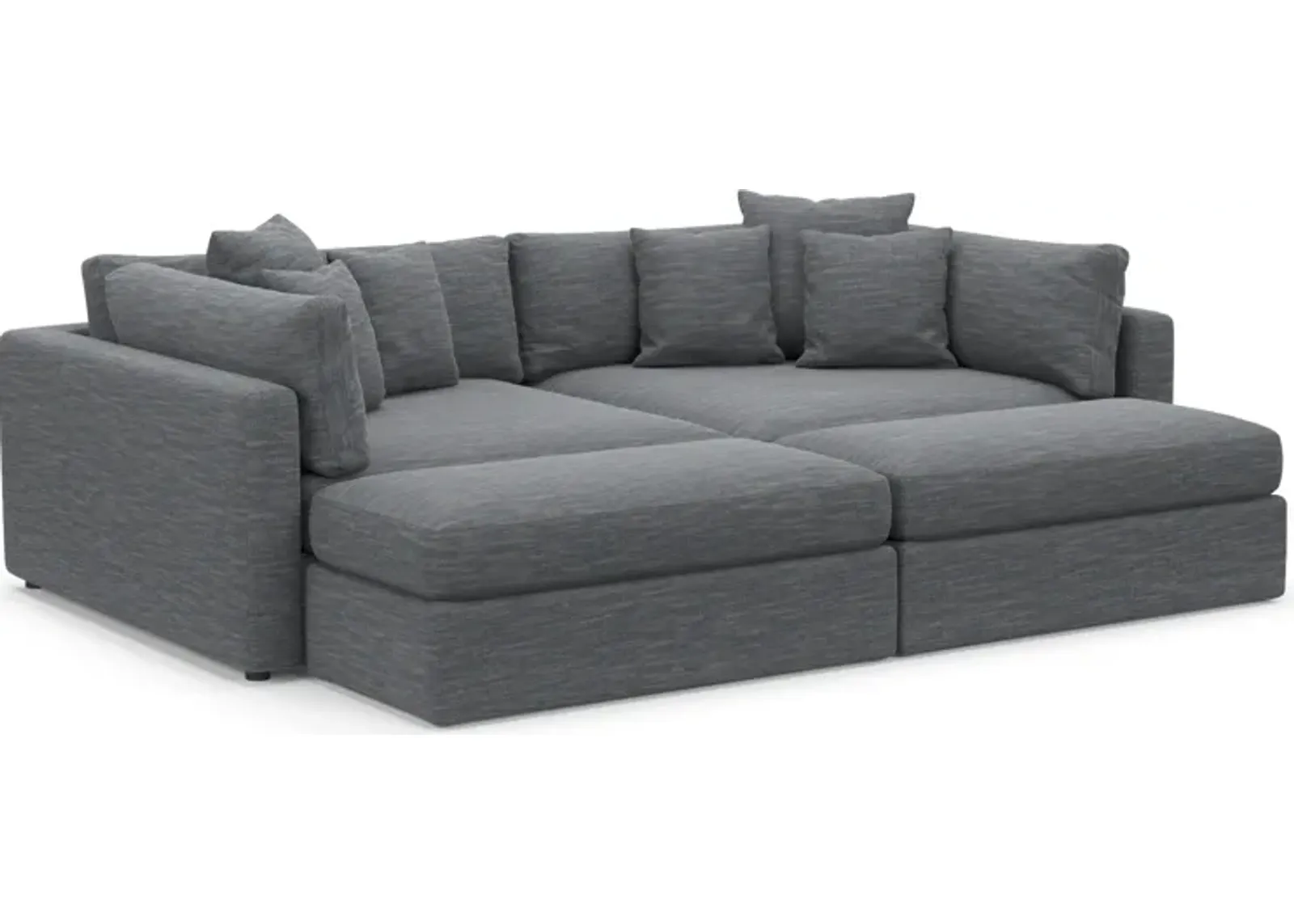 Haven Foam Comfort 2-Piece Sofa and 2 Ottomans - Dudley Indigo