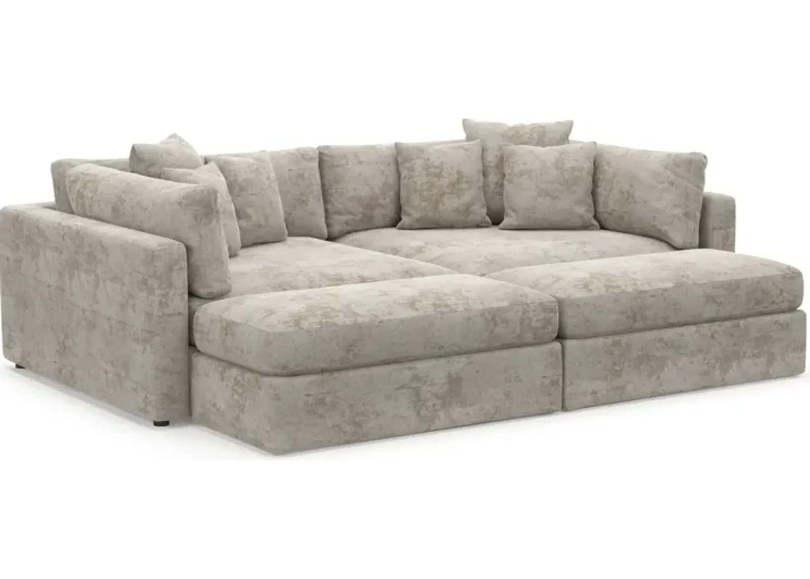 Haven Foam Comfort 2-Piece Sofa and 2 Ottomans - Hearth Cement