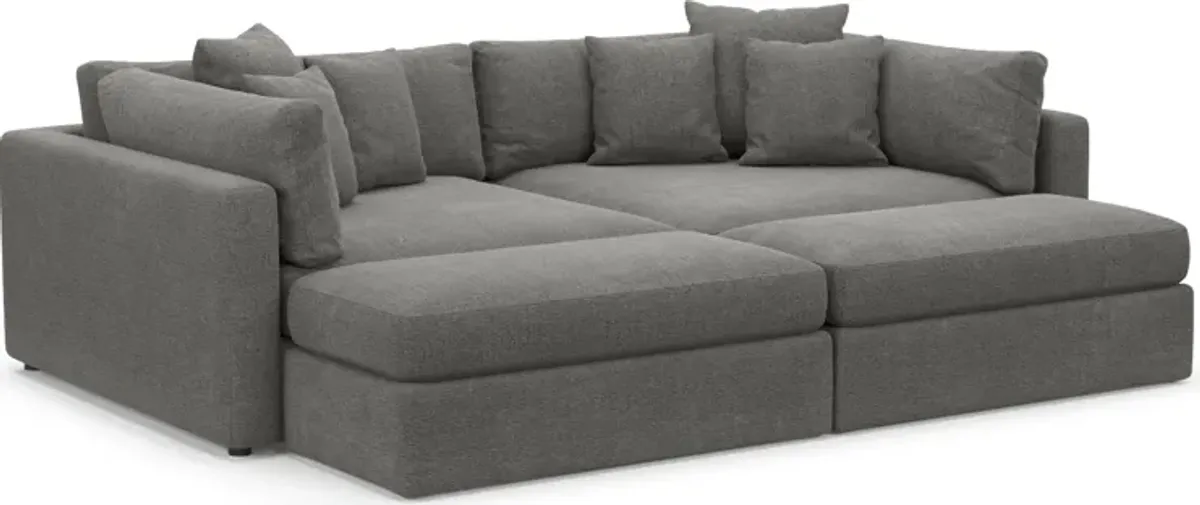 Haven Foam Comfort 2-Piece Sofa and 2 Ottomans - Living Large Charcoal