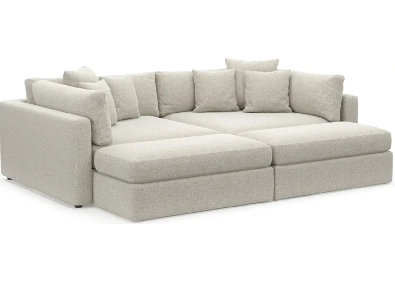 Haven Foam Comfort 2-Piece Media Sofa and 2 Ottomans - Muse Stone