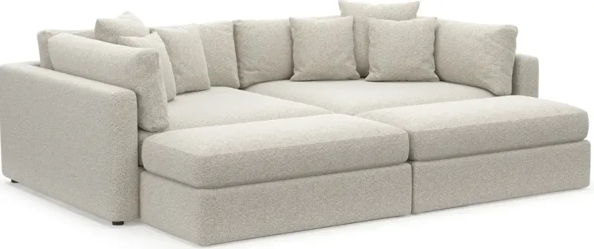 Haven Foam Comfort 2-Piece Media Sofa and 2 Ottomans - Muse Stone